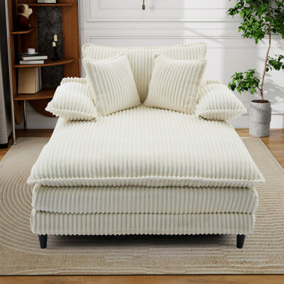 Latitude Run Wide Upholstered Chaise Lounge Chair,Comfy Fluffy Sleeper Sofa Bed