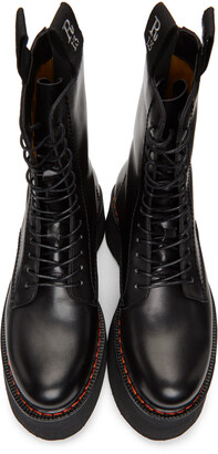 R 13 Black Double Stacked Platform Lace-Up Boots