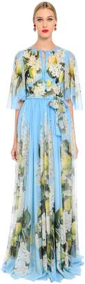 Dolce & Gabbana Floral Print Lightweight Silk Long Dress