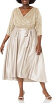 Thumbnail for your product : Alex Evenings Women's Plus Size Satin Ballgown Dress with Sleeve