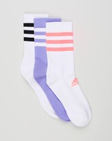 Thumbnail for your product : adidas White Crew Socks - 3-Stripes Cushioned Crew Socks 3-Pack - Size S at The Iconic