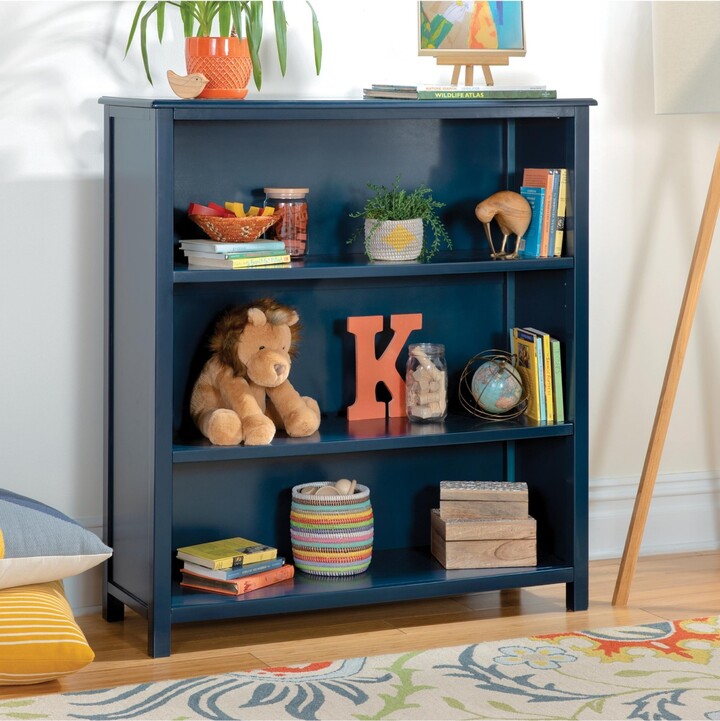 Guidecraft Taiga 3 Shelf Bookcase Navy 42 Bookshelf Storage Unit For Bedrooms Or Playrooms Wooden Shelving For Books Toys School Supplies