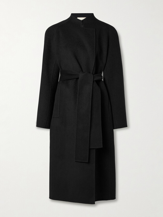 KHAITE Deena Belted Wool Coat - Black