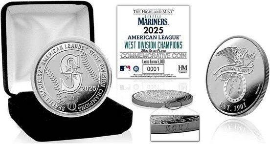Highland Mint Seattle Mariners 2025 A. L. West Division Champions Silver Coin