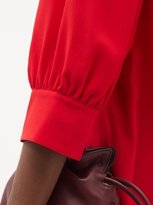 Stella McCartney Reese Cropped-sleeve Silk-crepe Shirt - Red