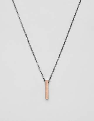 ICON BRAND bar pendant necklace in rose gold & gunmetal