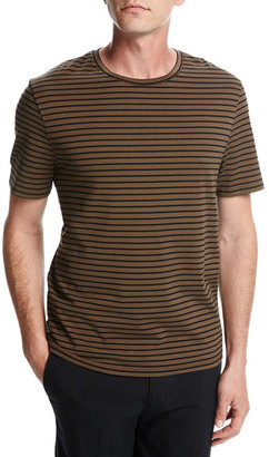 Vince Narrow-Stripe Crewneck T-Shirt, Brown/Black