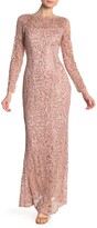 Thumbnail for your product : Marina Sequin Lace Long Sleeve Gown