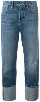 Helmut Lang paint splatter boyfriend jeans