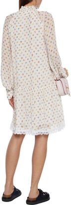 See by Chloe Lace-trimmed Floral-print Georgette Dress