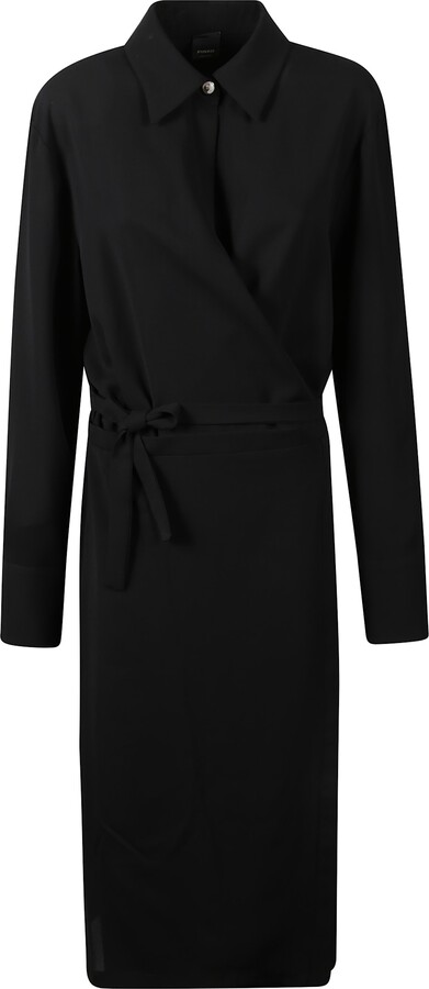 Pinko Folded Long Dress With Belt