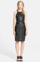 Thumbnail for your product : Jay Godfrey Faux Leather & Stretch Crepe Sheath Dress