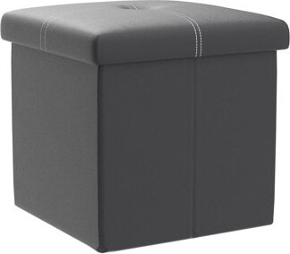 2-Pack Leather Folding Footstools With Storage, Black