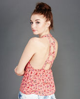 Thumbnail for your product : Wet Seal Ditsy Floral Caged-Back Tank