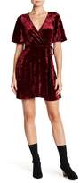 Thumbnail for your product : Planet Gold Crushed Velvet Short Sleeve Wrap Mini Dress