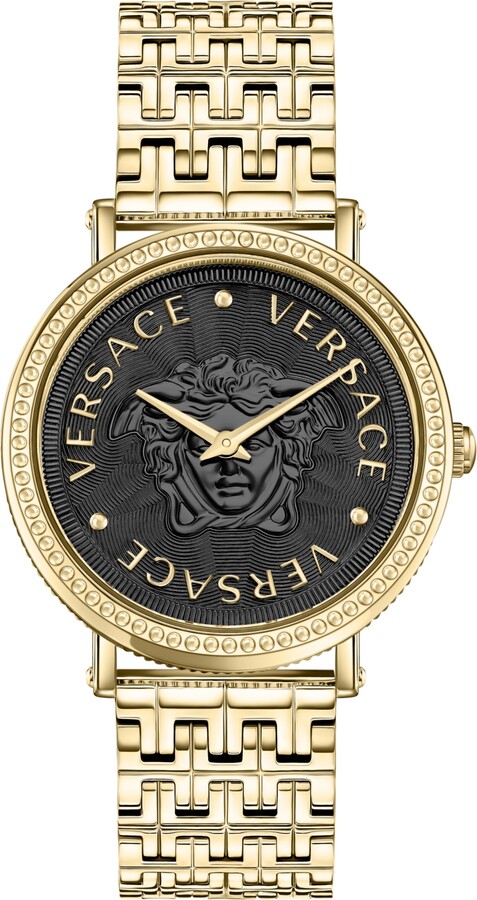 Versace Women's V-Dollar Ion-Plated Gold-Tone Stainless Steel Bracelet Watch 37mm