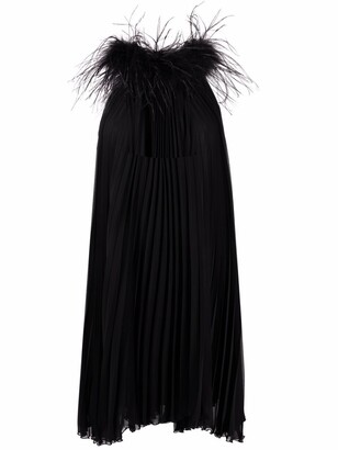 Styland Pleated Feather-Detail Dress