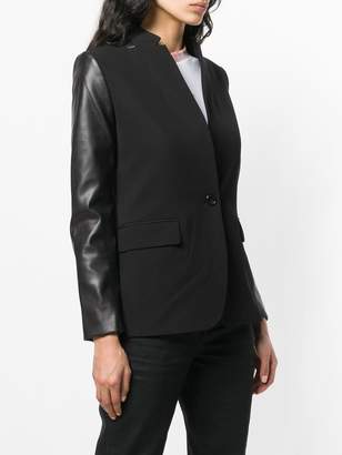 DKNY faux leather sleeve blazer
