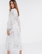 Thumbnail for your product : Frock and Frill embellished midi dress in silver grey