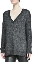 Thumbnail for your product : Vince Metallic V-Neck Knit Sweater, Black