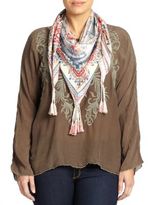 Thumbnail for your product : Johnny Was Johnny Was, Sizes 14-24 Silk Printed Scarf
