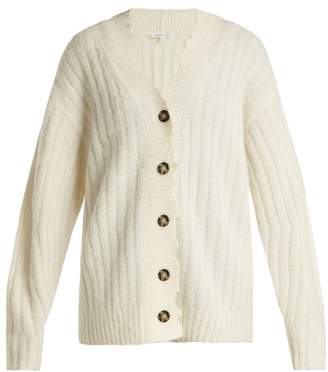 Helmut Lang Distressed Ribbed Knit Cardigan - Womens - Ivory