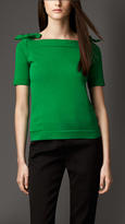 Thumbnail for your product : Burberry Bow Shoulder Mercerised Cotton Top