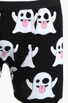 Thumbnail for your product : boohoo Halloween Ghost Emoji Print Boxers