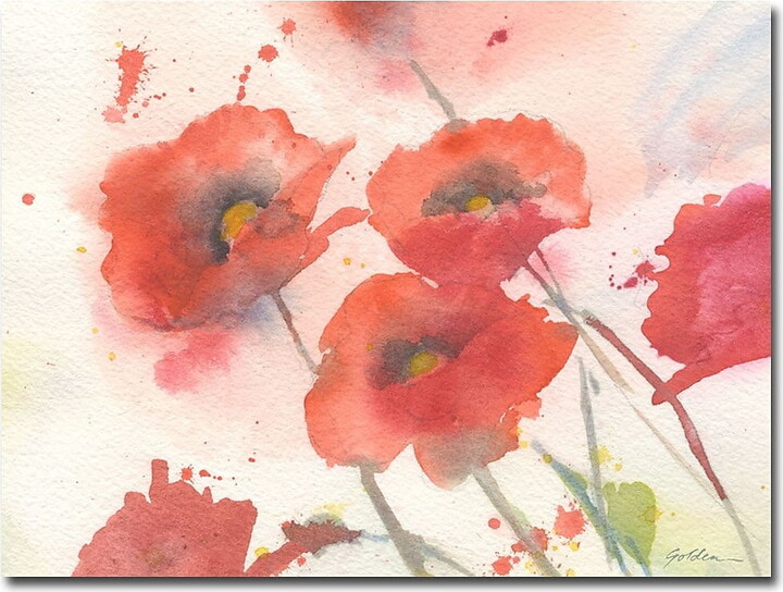 Trademark Fine Art Shelia Golden 'Swaying Red Poppies' Canvas Art 18x24 Inches (SG0459-C1824GG)