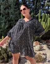 Thumbnail for your product : Influence Plus tiered smock dress in polka dot
