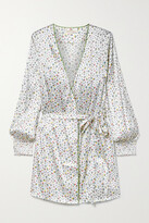 Thumbnail for your product : Morgan Lane Larsen Belted Floral-print Silk-blend Satin Robe - White