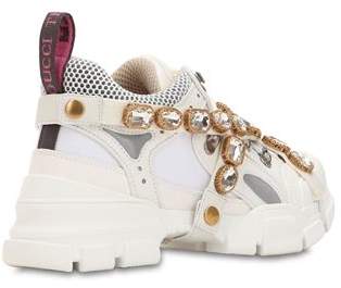 Gucci 60mm Flashtrek Leather & Mesh Sneakers