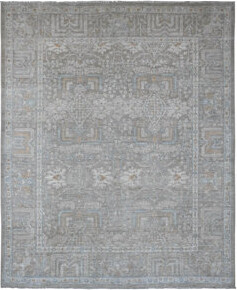 Bungalow Rose 8'1\" x 9'10\" New Hand Knotted Grey Wool Rectangle Oriental Rug - MOA10220087