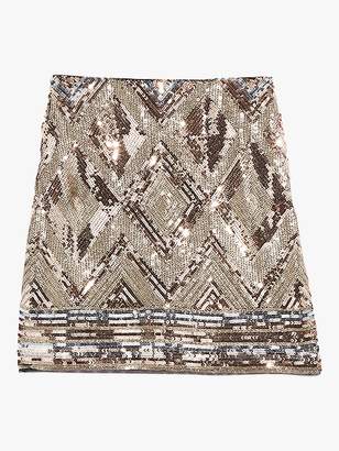 Oasis Sequin Mini Skirt, Bronze