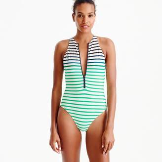 J Crew Zip Front One Piece Swimsuit In Ombre Stripe Shopstyle