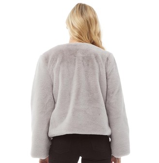Fluid Womens Short Faux Fur Jacket Grey