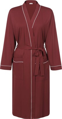 Amorbella Red Dressing Gown Kimono Robe for Women Long Wine Red XXL -  ShopStyle
