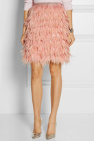 Thumbnail for your product : DKNY Feather and silk mini skirt