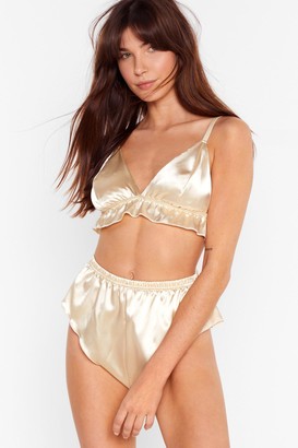 Nasty Gal Womens Satin Ruffle Bralette and Panty Set - ShopStyle