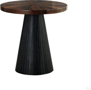 Latitude Run Contemporary Style Table Parquet Pattern Top Drum Base Black Finish Primary Living Room
