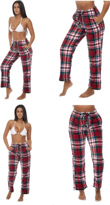 Felina | Women's Printed Micro-Fleece Pajama Set | V-Notch Top & Jogger  (Red Snowflakes, X-Large)