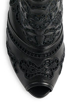 Thumbnail for your product : Dolce & Gabbana Leather Lasercut Peep-Toe Booties