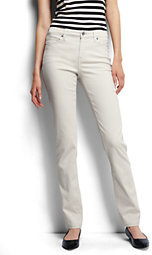 Lands' End Women's Mid Rise Straight Jeans-Flax