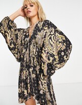 Thumbnail for your product : Free People paisley print V-neck kimono mini dress in multi