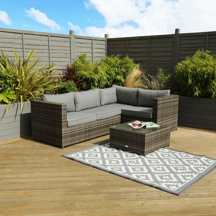 Dunelm Rattan Grey Corner Sofa and Coffee Table Grey ShopStyle