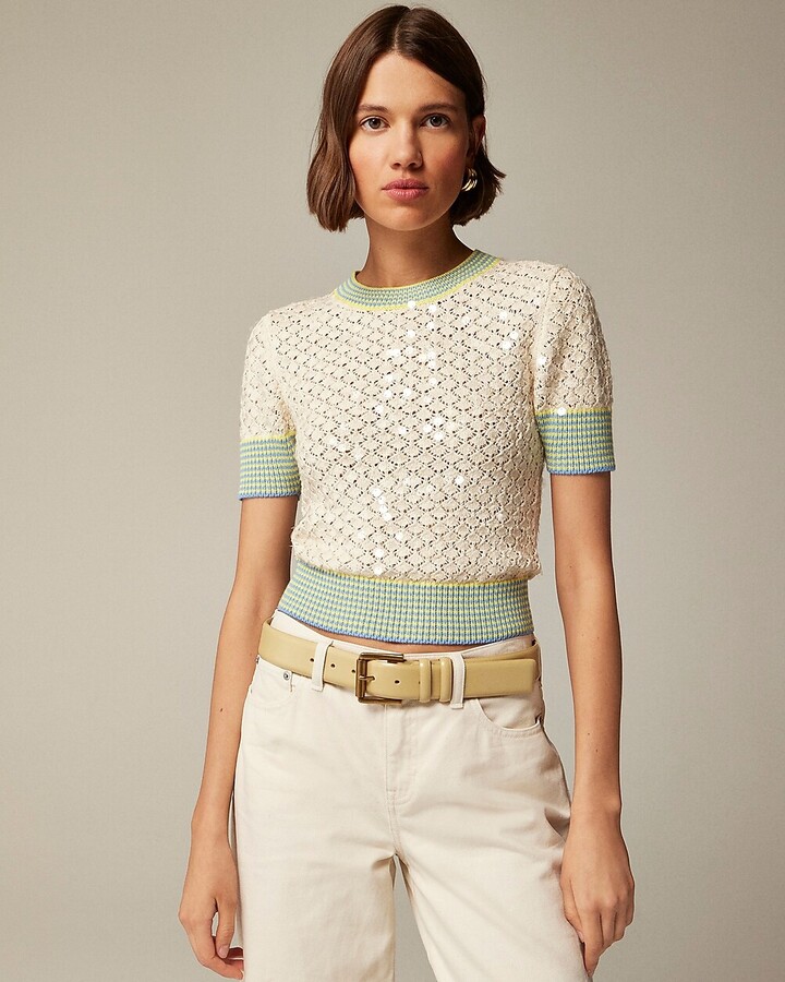 j crew sequin polka dot top