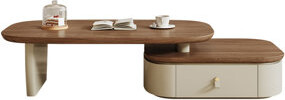 Orren Ellis Stretchable Wood Coffee Table with Leather handle