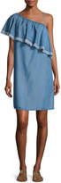 Thumbnail for your product : Splendid Indigo Asymmetric Fringed Chambray Dress, Medium Blue