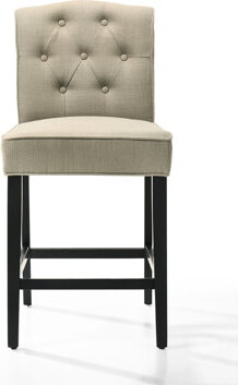 Red Barrel Studio Of 2 Counter Height Chairs With Beige Upholstery Black Finish Legs Rubberwood Frame 19\