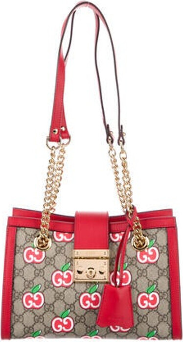Gucci Padlock GG Supreme Red Apple Canvas Small Shoulder Ladies Handbag 